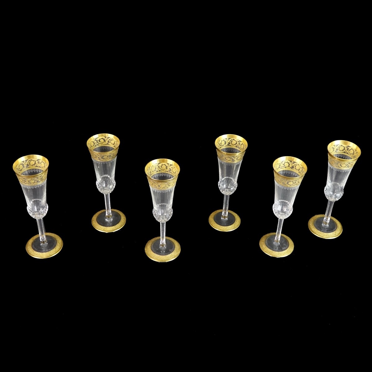 Six (6) Saint-Louis "Thistle" Champagne Flutes