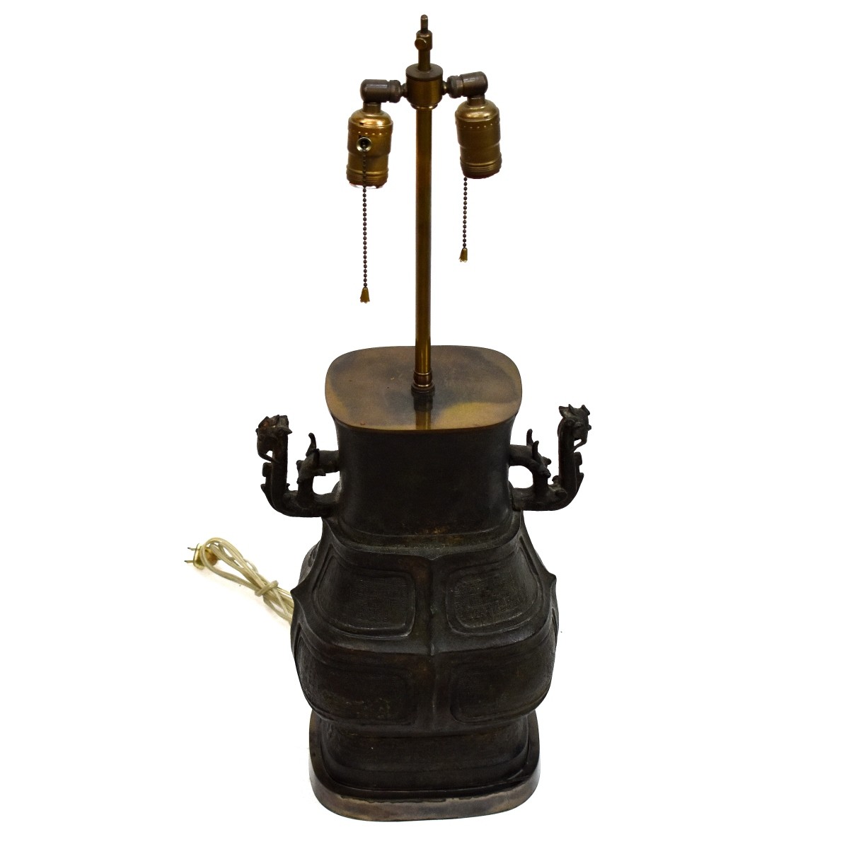 Vintage Chinese Metal Vase Mounted as a Lamp