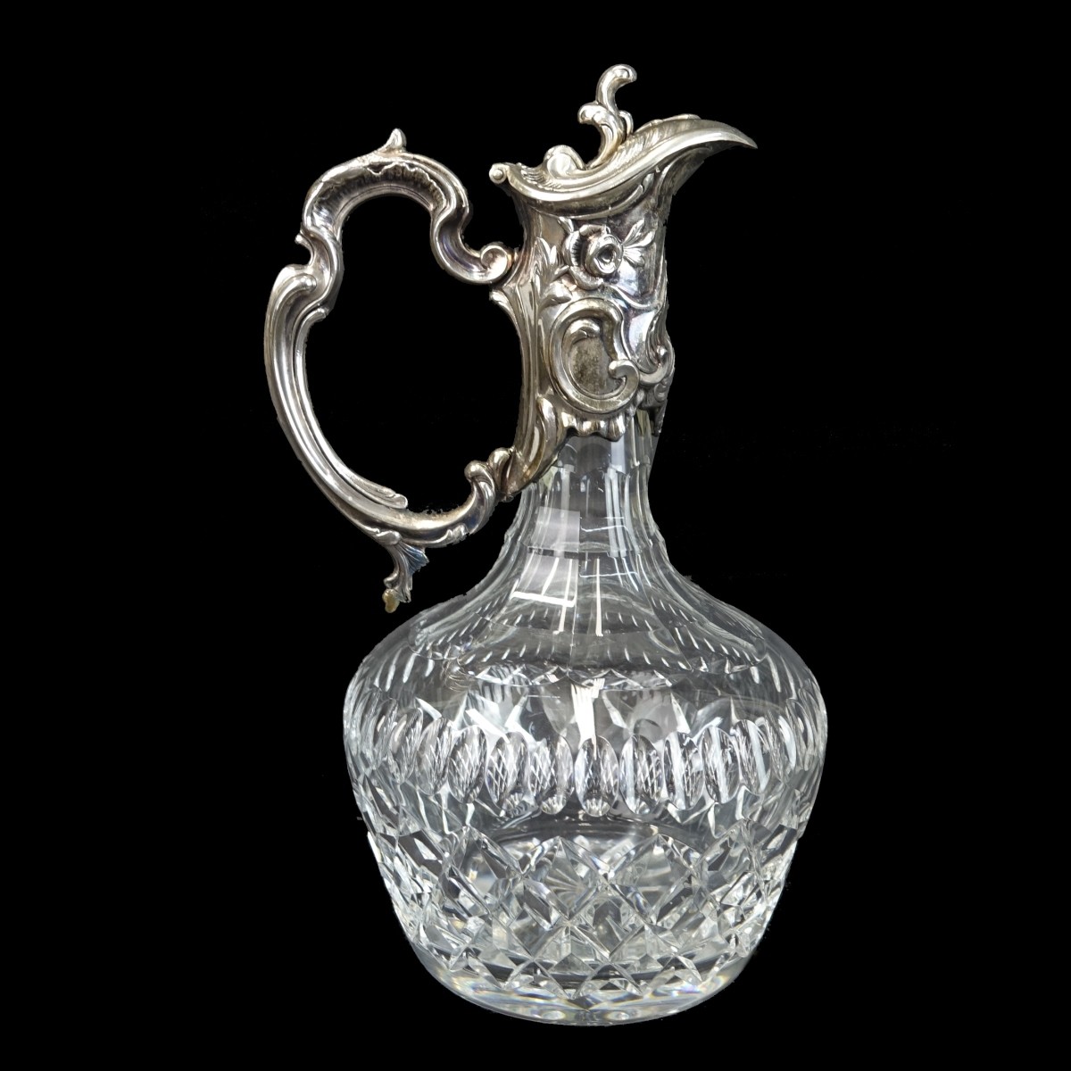 Vintage Art Nouveau Sterling and Crystal Pitcher