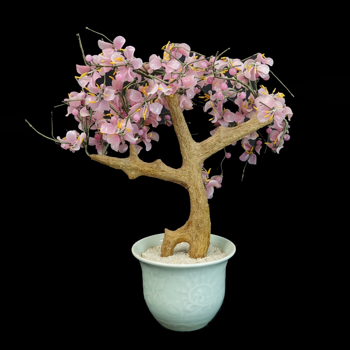 Chinese Pink Glass Jade Tree