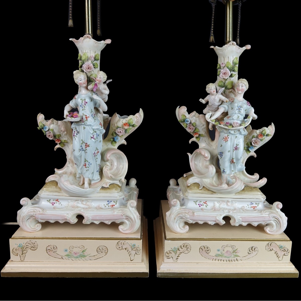 Pair of German Candlesticks Mounted as lamps