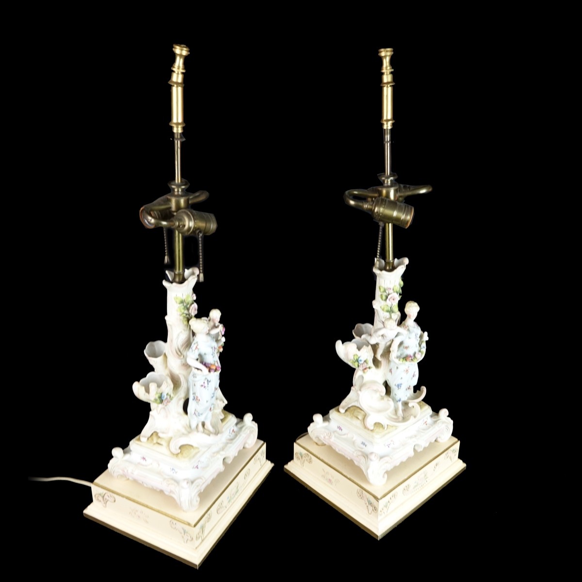 Pair of German Candlesticks Mounted as lamps