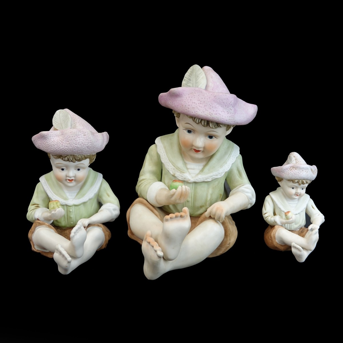 Three (3) Vintage Bisque Porcelain Figurines