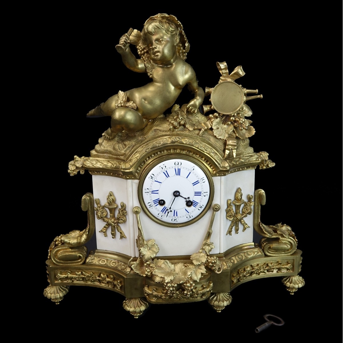 Antique Italian Neoclassical Style Mantle Clock