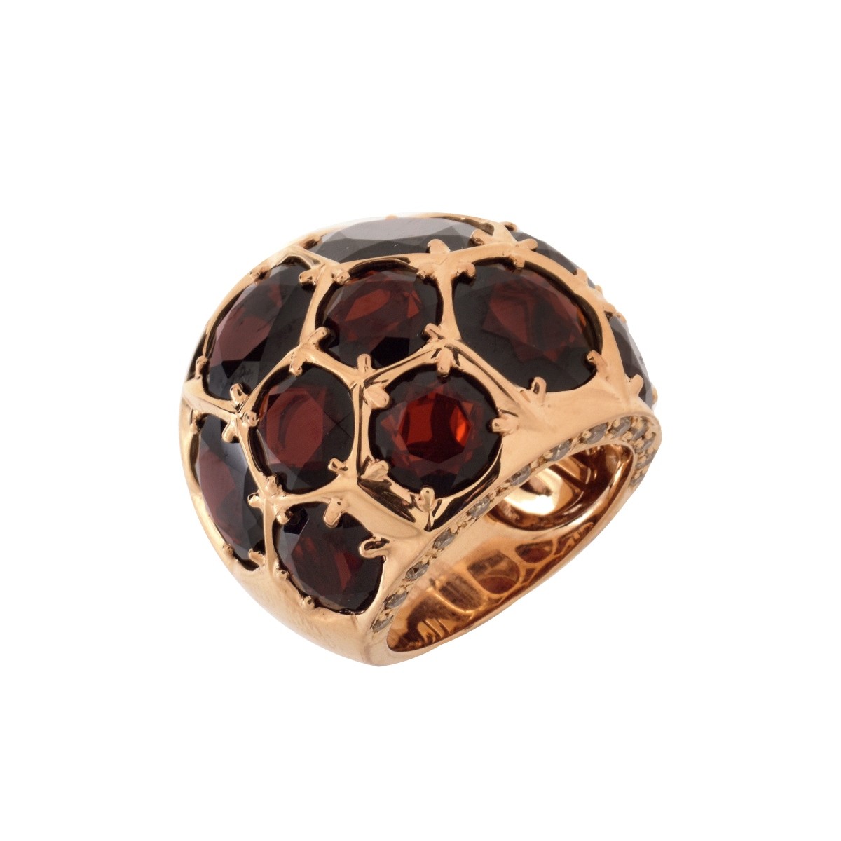 Garnet, Diamond and 18K Ring