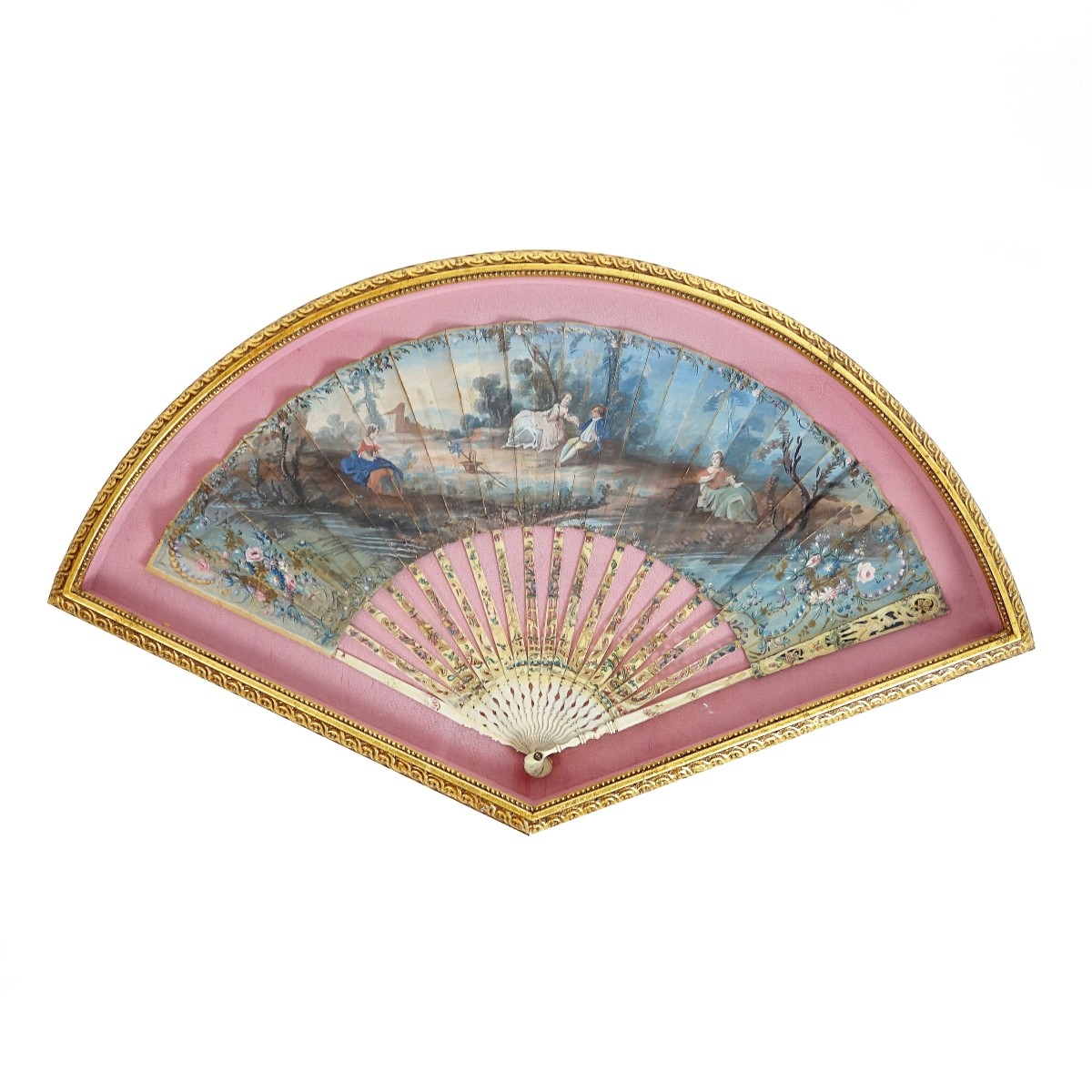 Antique European School Folding Fan