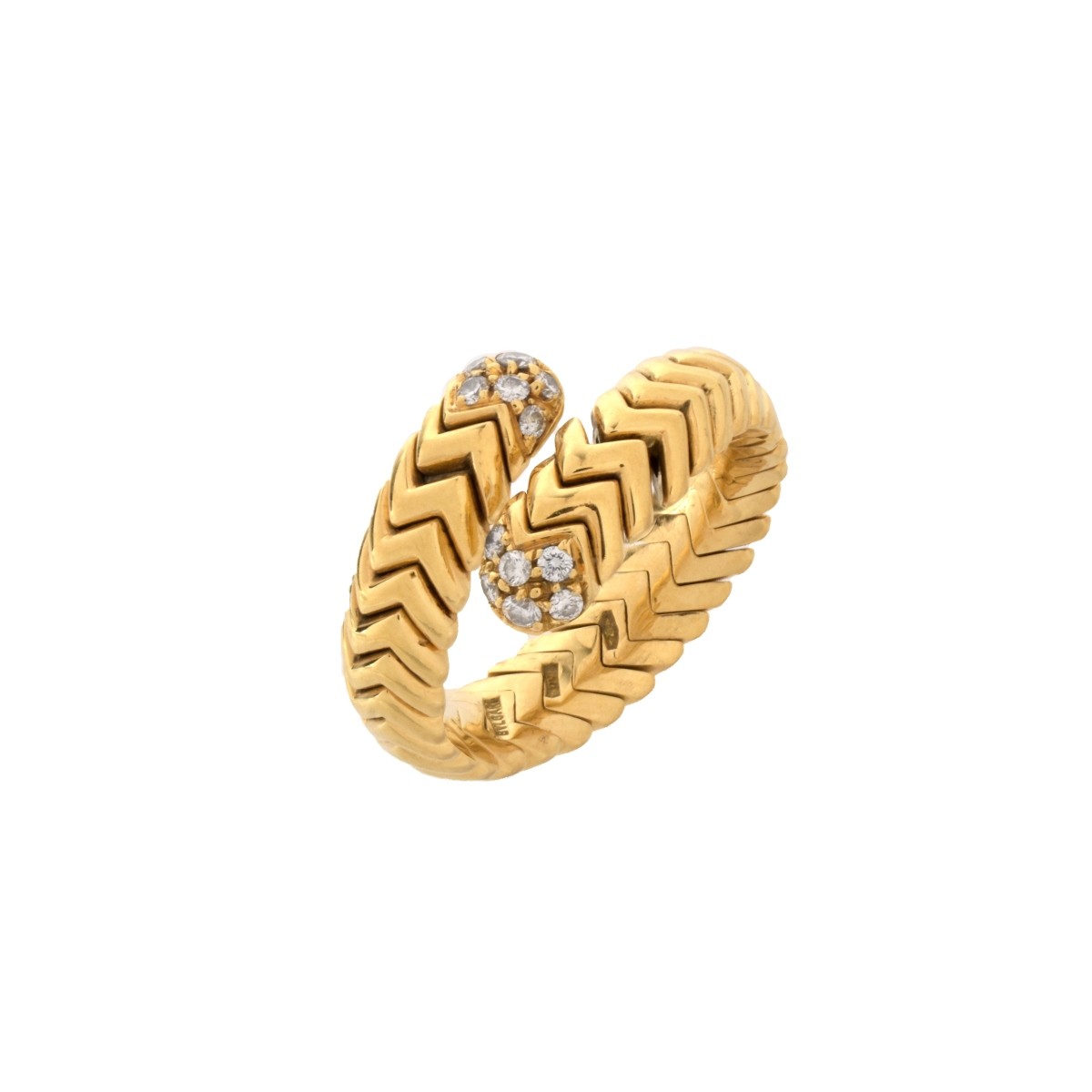 Bulgari Diamond and 18K Bypass Ring