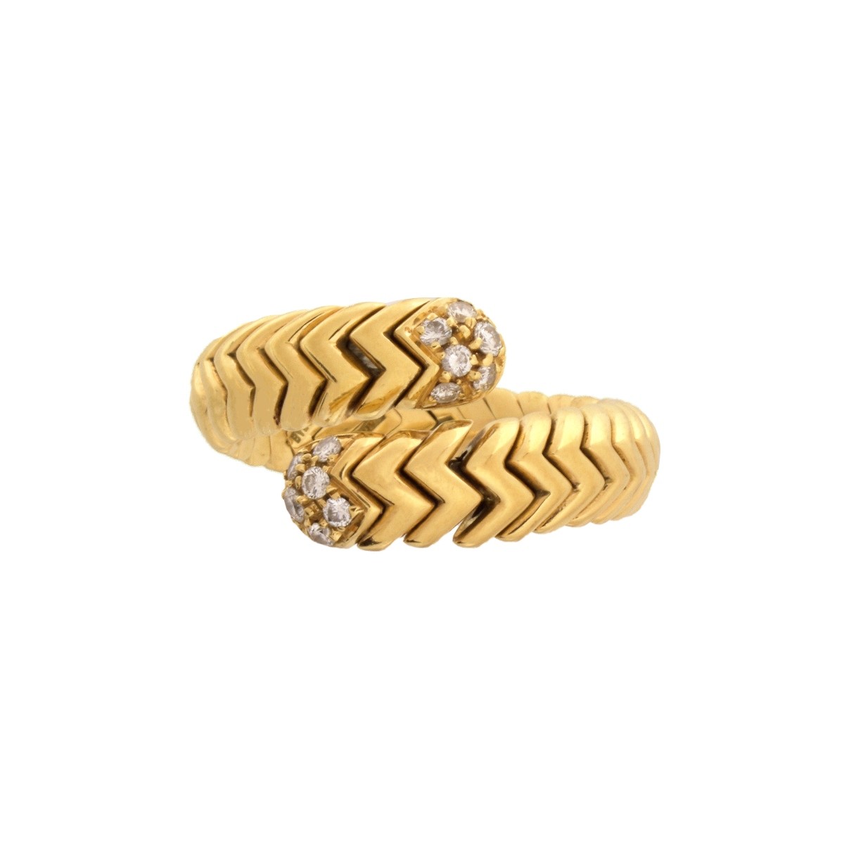 Bulgari Diamond and 18K Bypass Ring