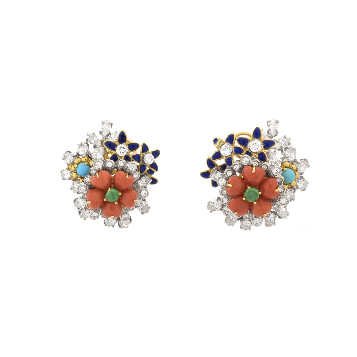 Diamond, Multi Gemstone and 18K Earrings