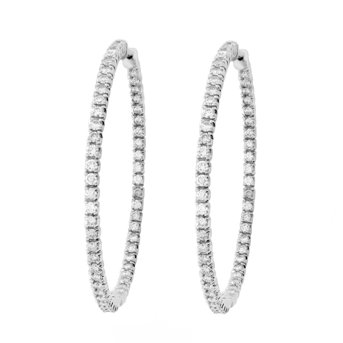 Diamond and 18K Hoop Earrings.