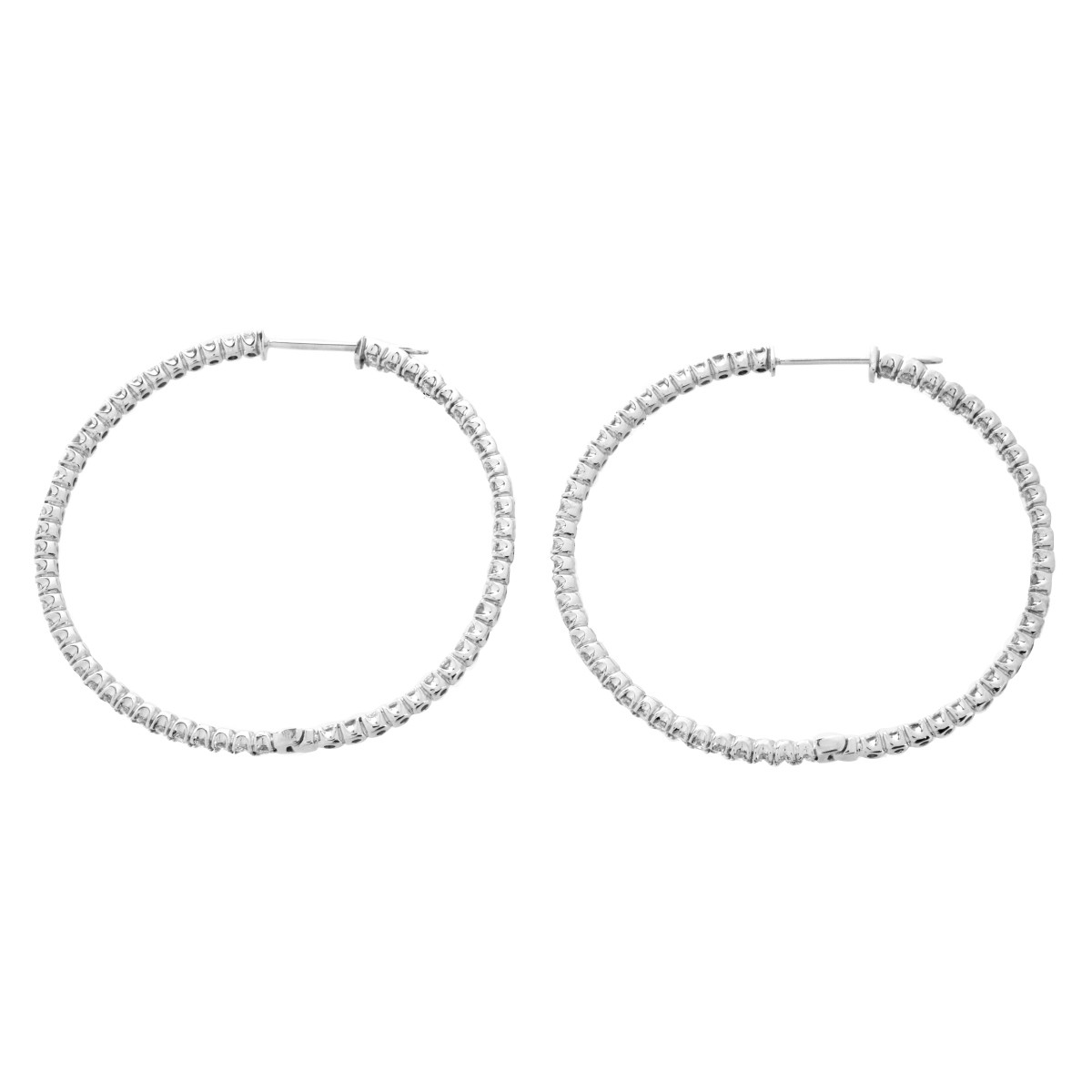 Diamond and 18K Hoop Earrings.