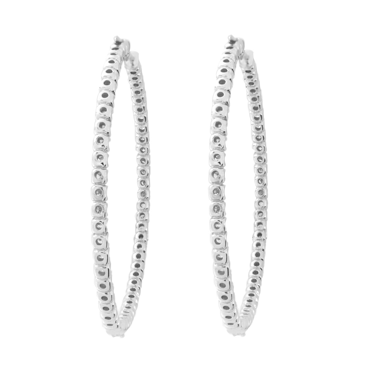 Diamond and 18K Hoop Earrings.