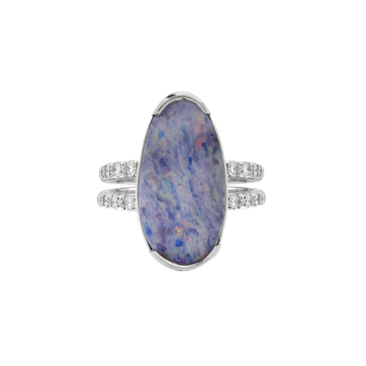 Opal, Diamond and Platinum Ring