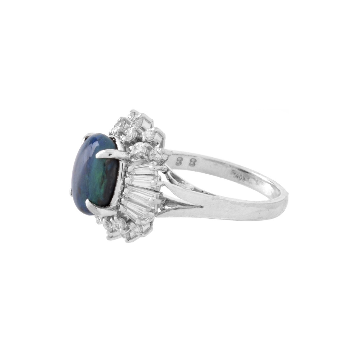 Opal, Diamond and Platinum Ring