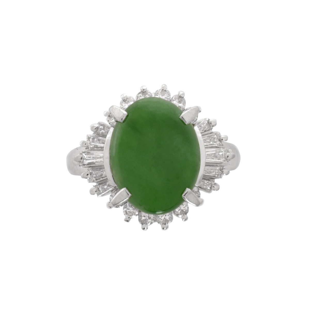 Jade, Diamond and Platinum Ring