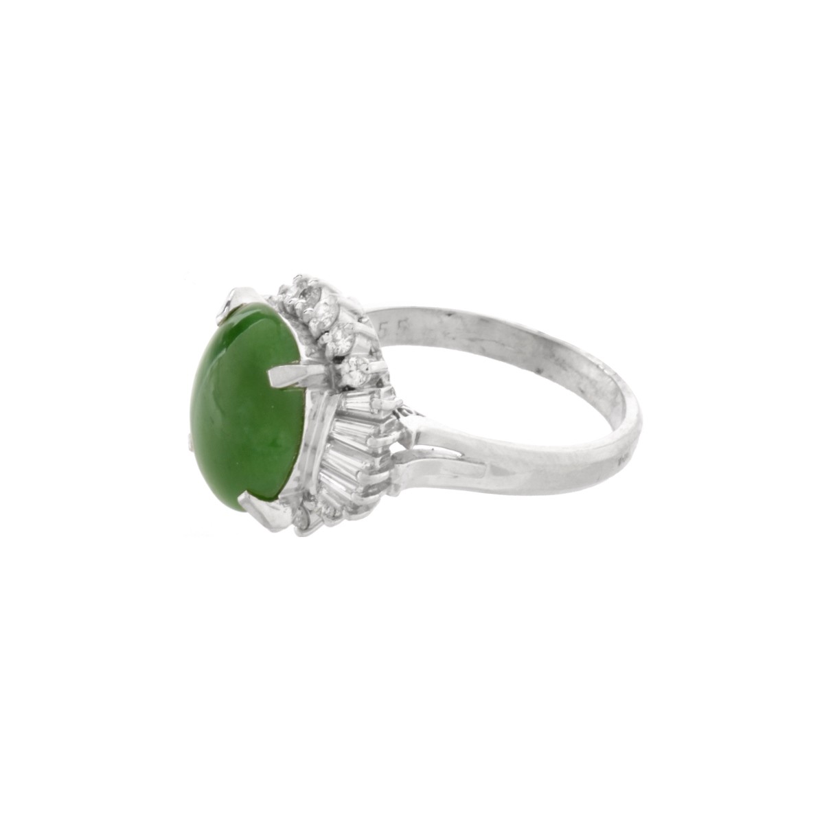 Jade, Diamond and Platinum Ring