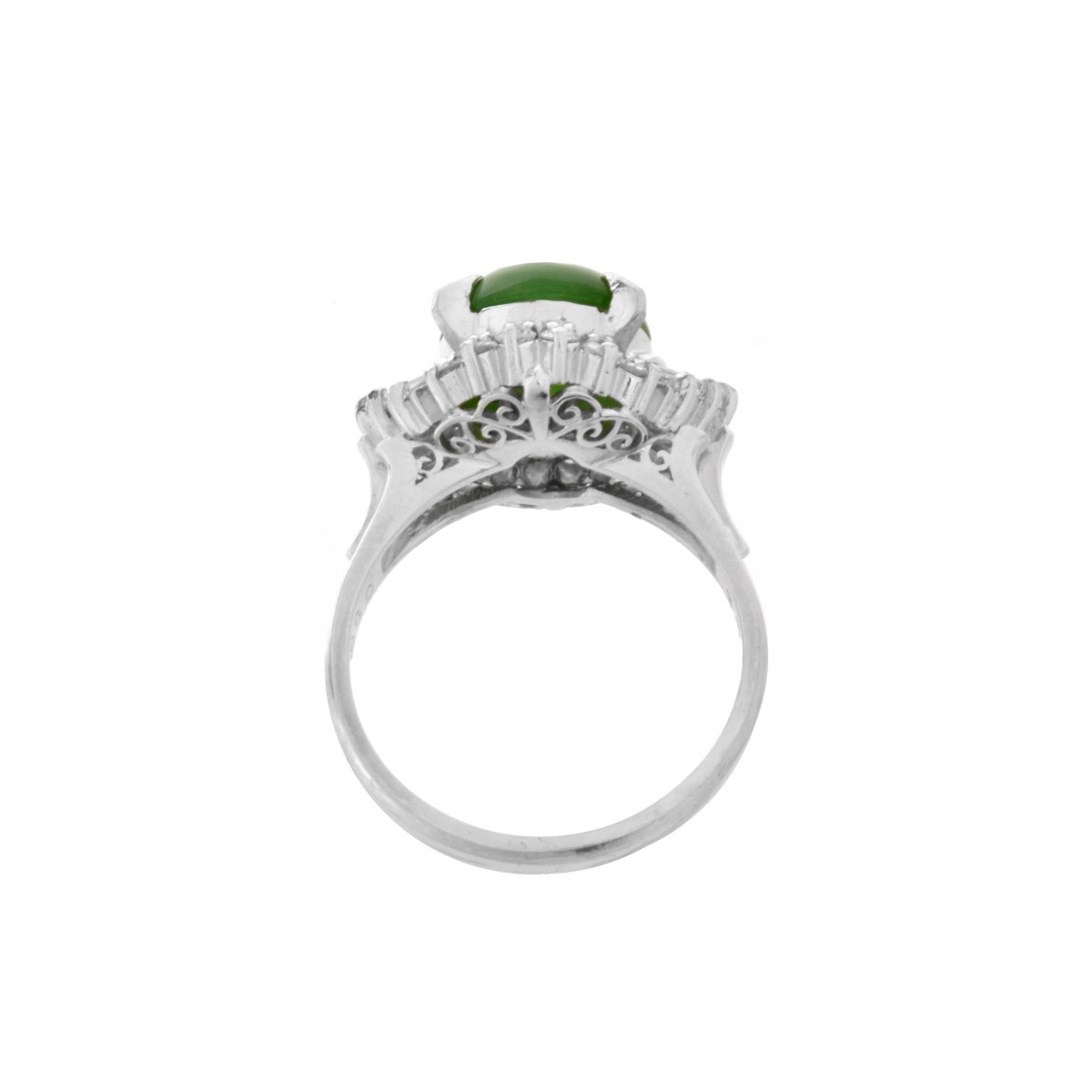 Jade, Diamond and Platinum Ring