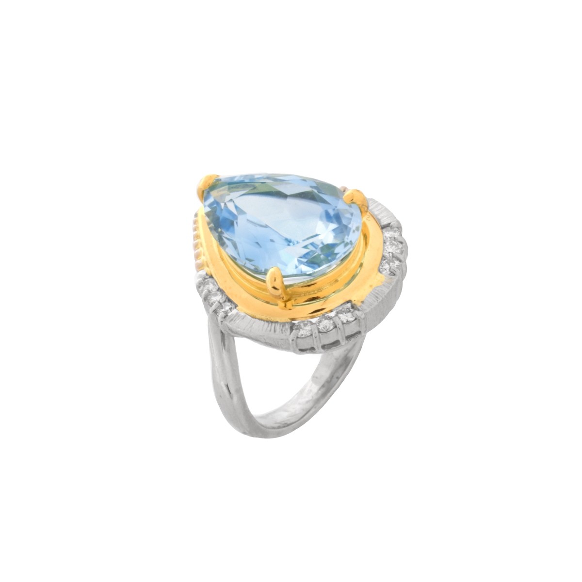 Topaz, Diamond, Platinum and 18K Ring