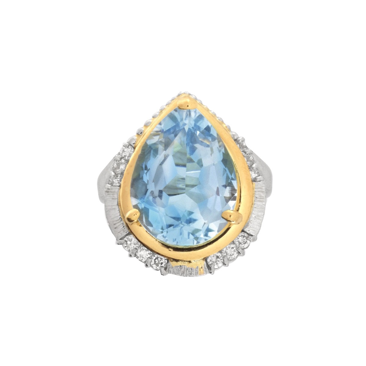 Topaz, Diamond, Platinum and 18K Ring