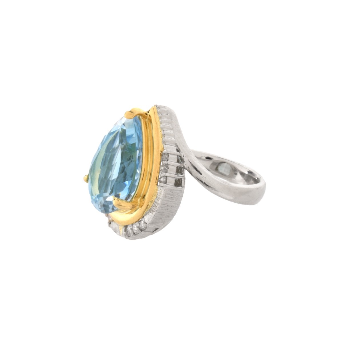 Topaz, Diamond, Platinum and 18K Ring