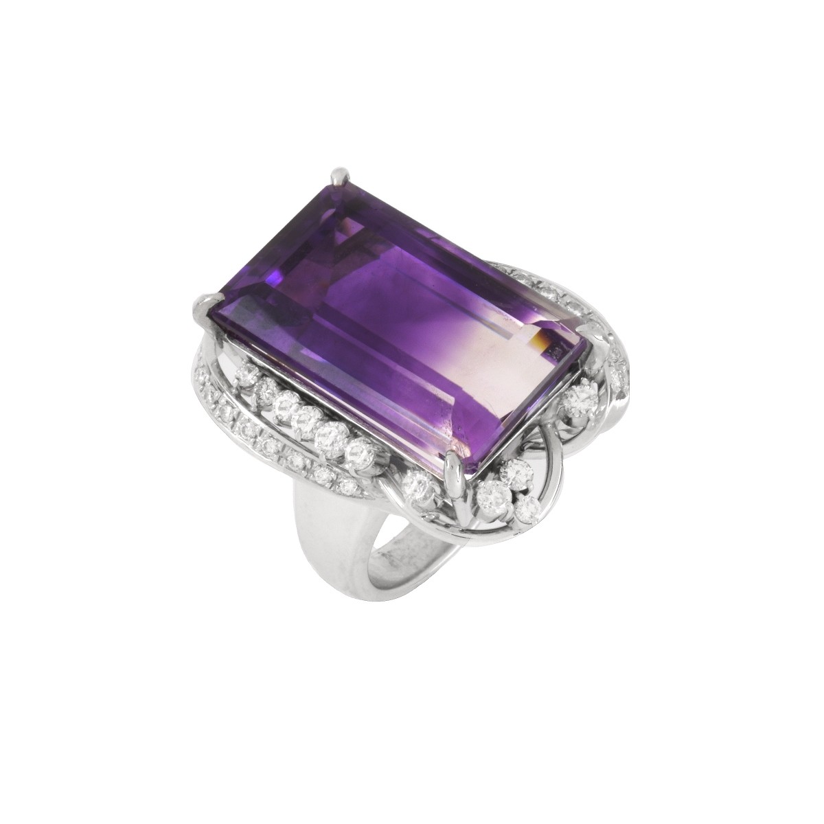 Ametrine, Diamond and Platinum Ring