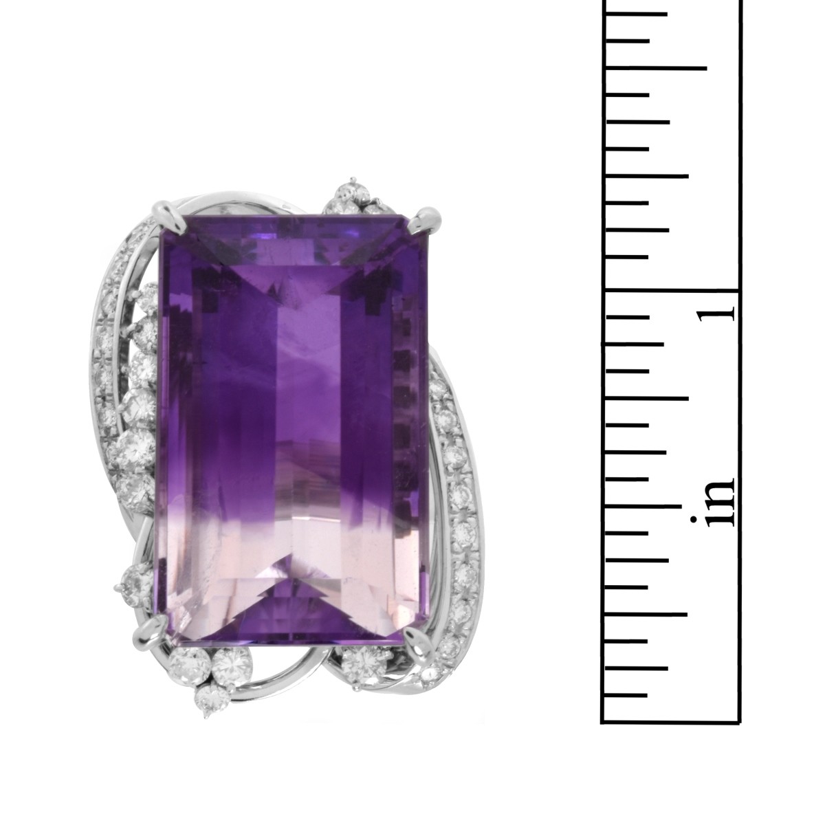 Ametrine, Diamond and Platinum Ring