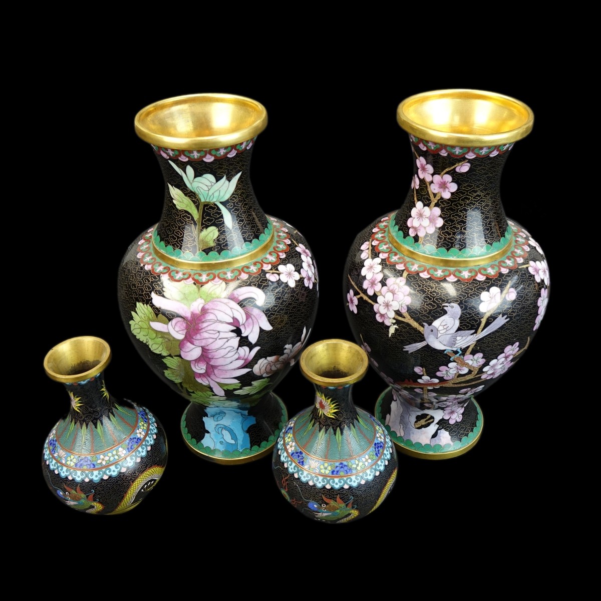 4 Chinese Cloisonne Vases