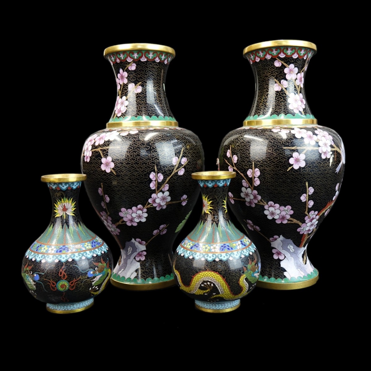 4 Chinese Cloisonne Vases