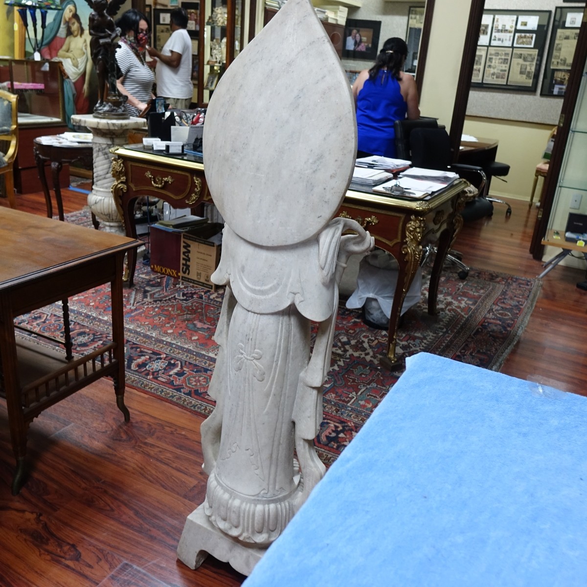 Large Chinese Carved Marble Guanyin Sculpture