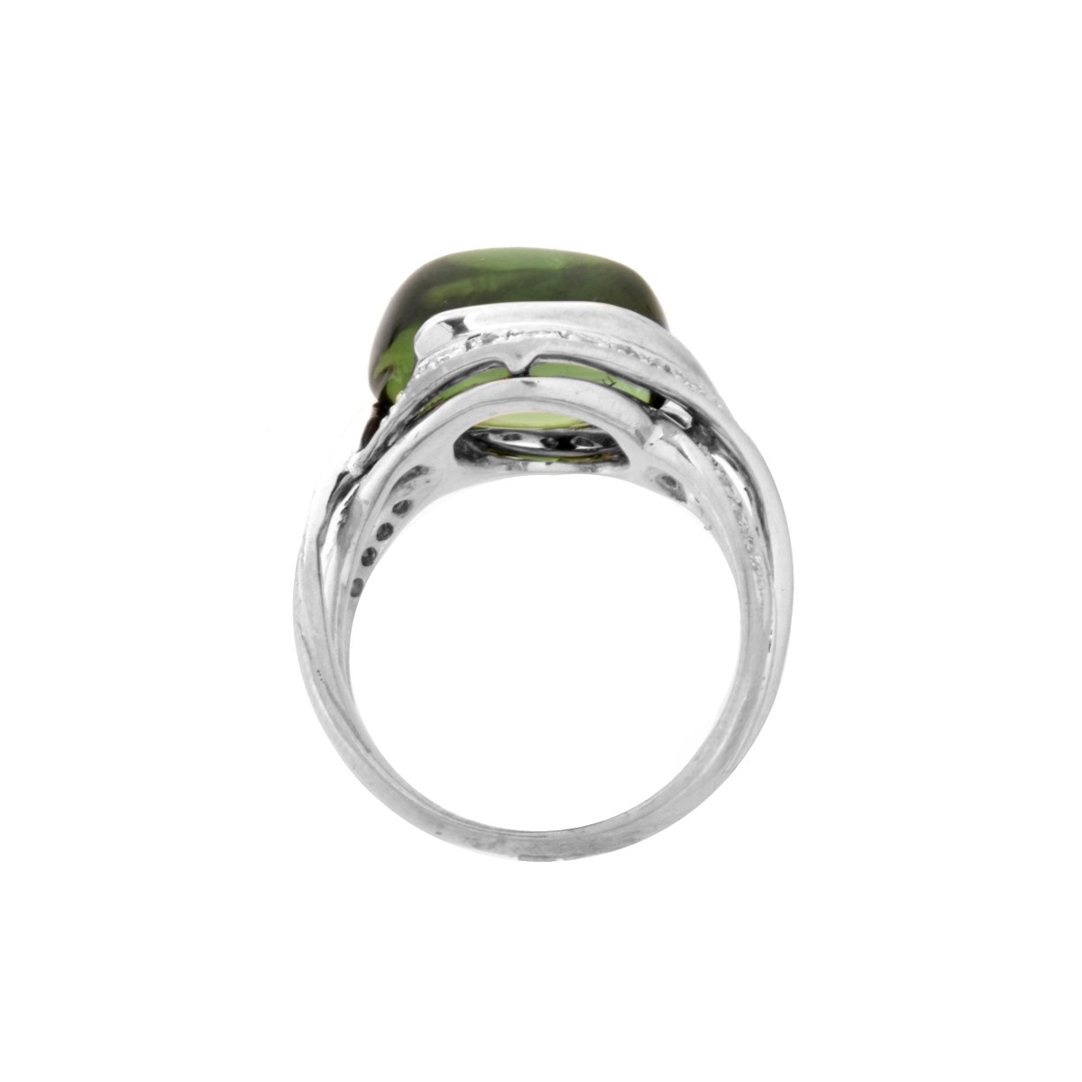 Tourmaline, Diamond and Platinum Ring