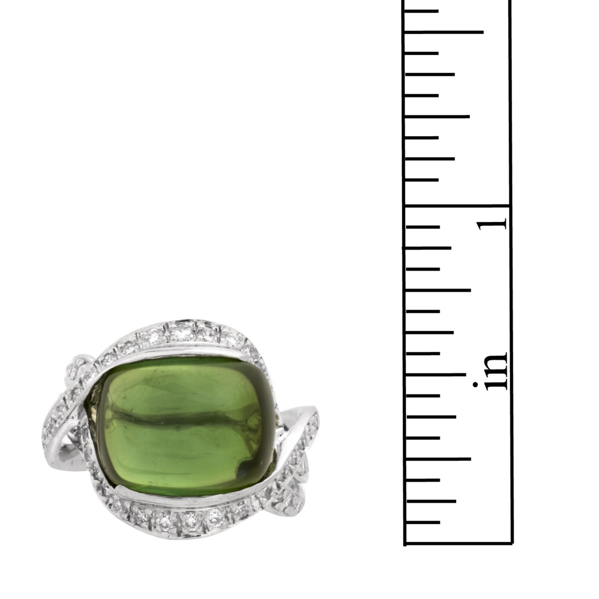 Tourmaline, Diamond and Platinum Ring