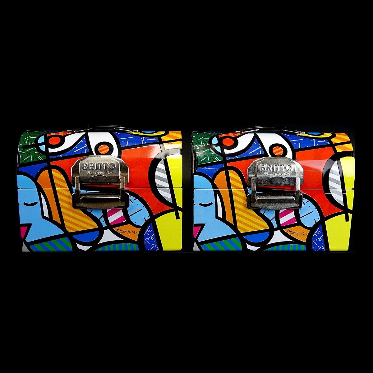 Two (2) Romero Britto "Workman's Lunchbox"