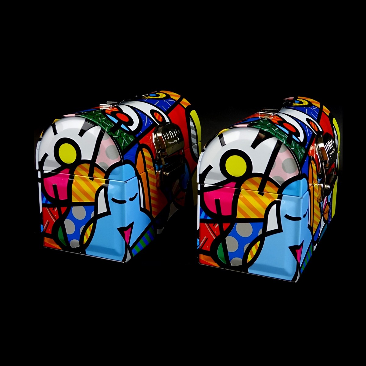 Two (2) Romero Britto "Workman's Lunchbox"