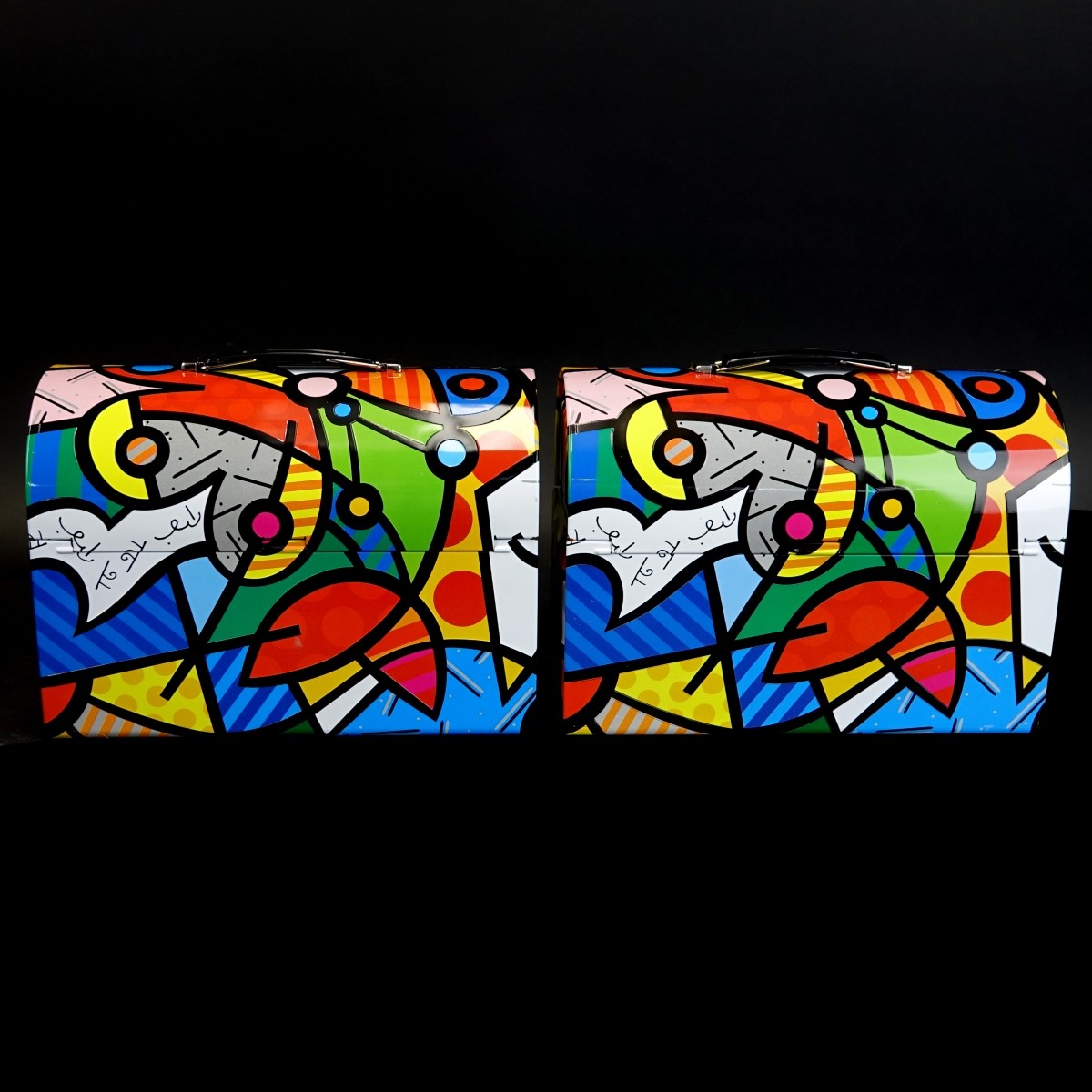 Two (2) Romero Britto "Workman's Lunchbox"