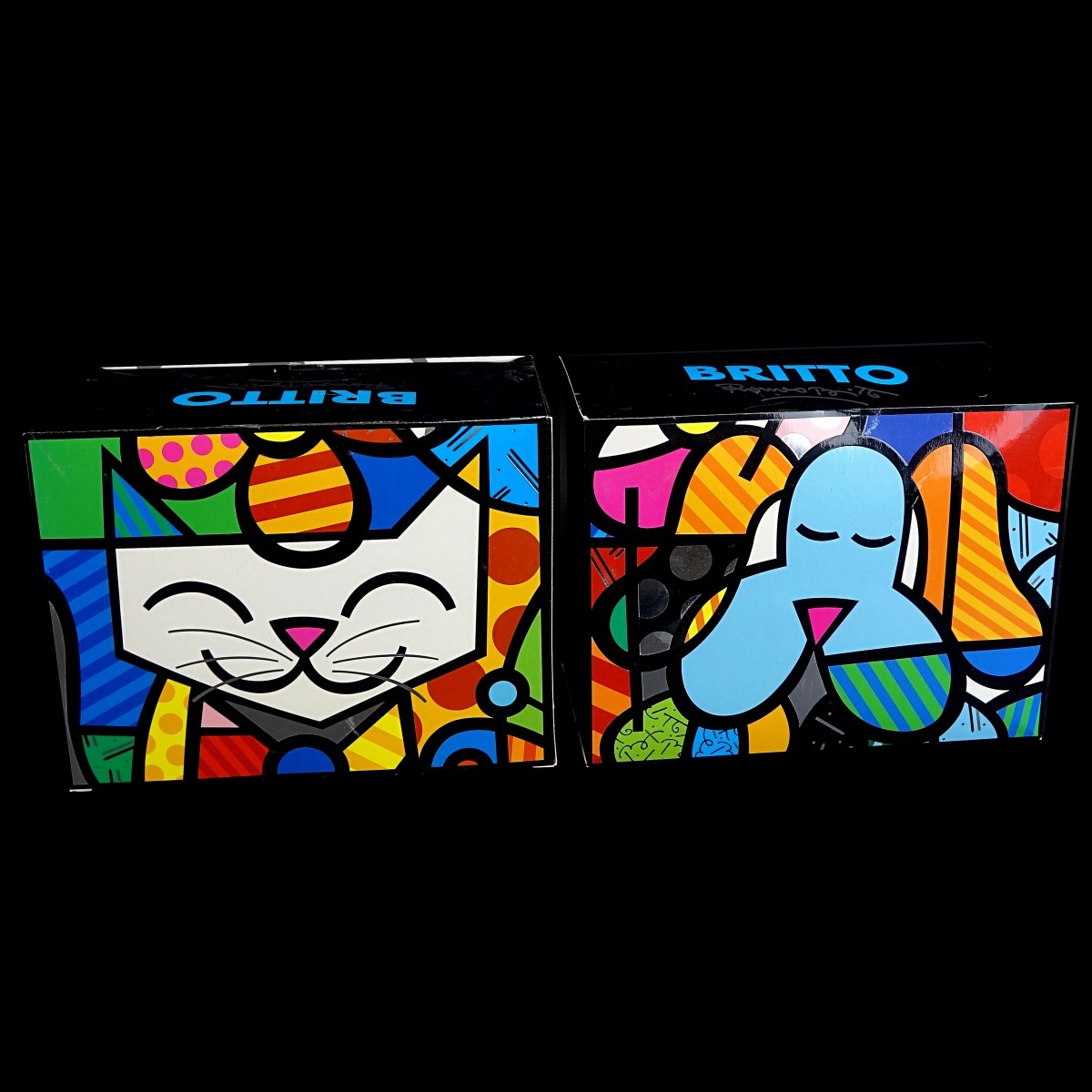 Two (2) Romero Britto "Workman's Lunchbox"