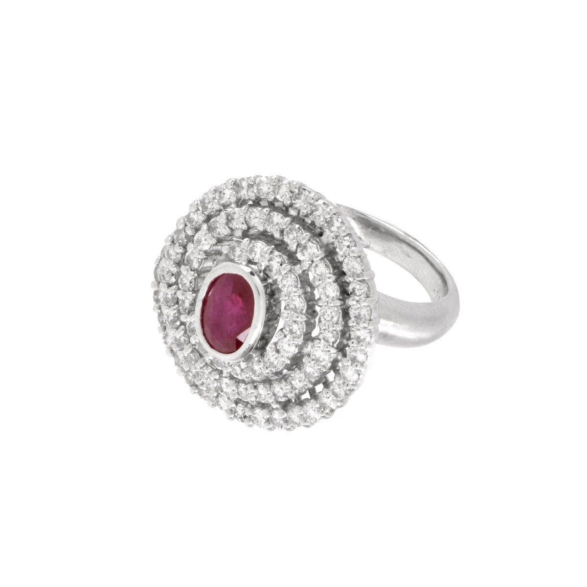 Diamond, Ruby and Platinum Ring