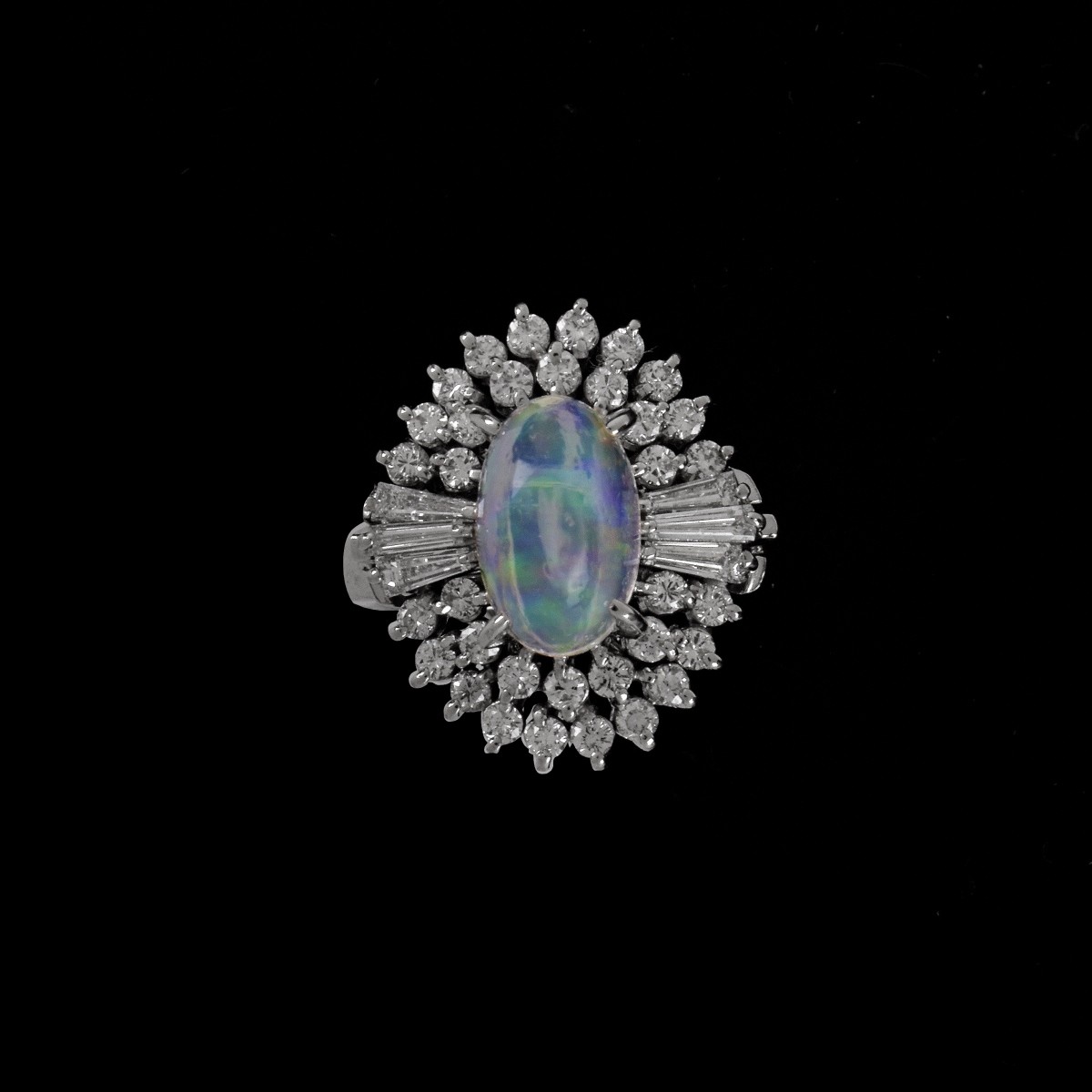 Opal, Diamond and Platinum Ring