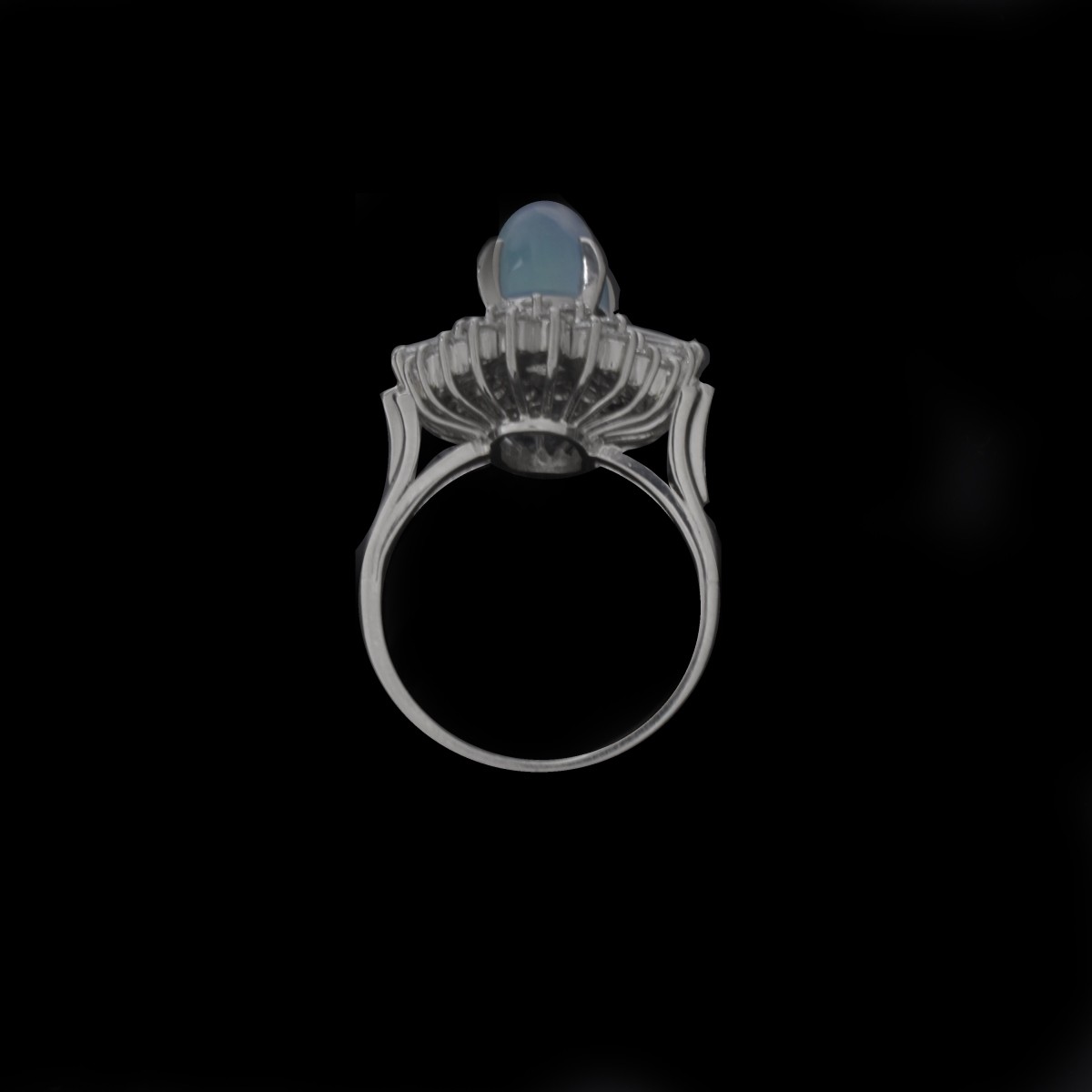 Opal, Diamond and Platinum Ring