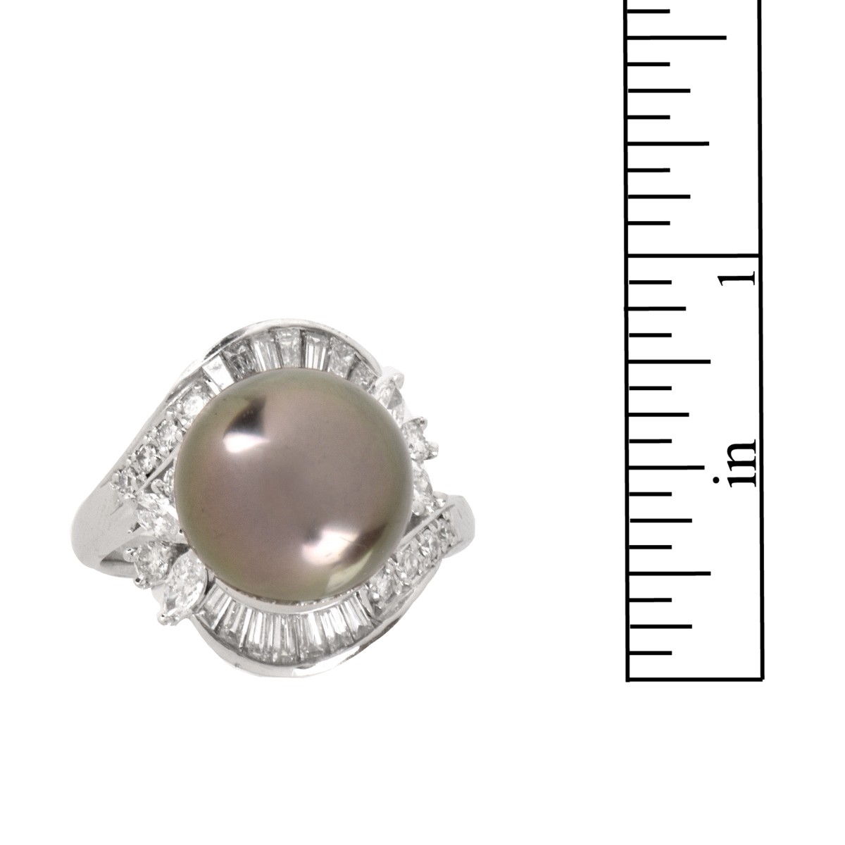 Pearl, Diamond and Platinum Ring