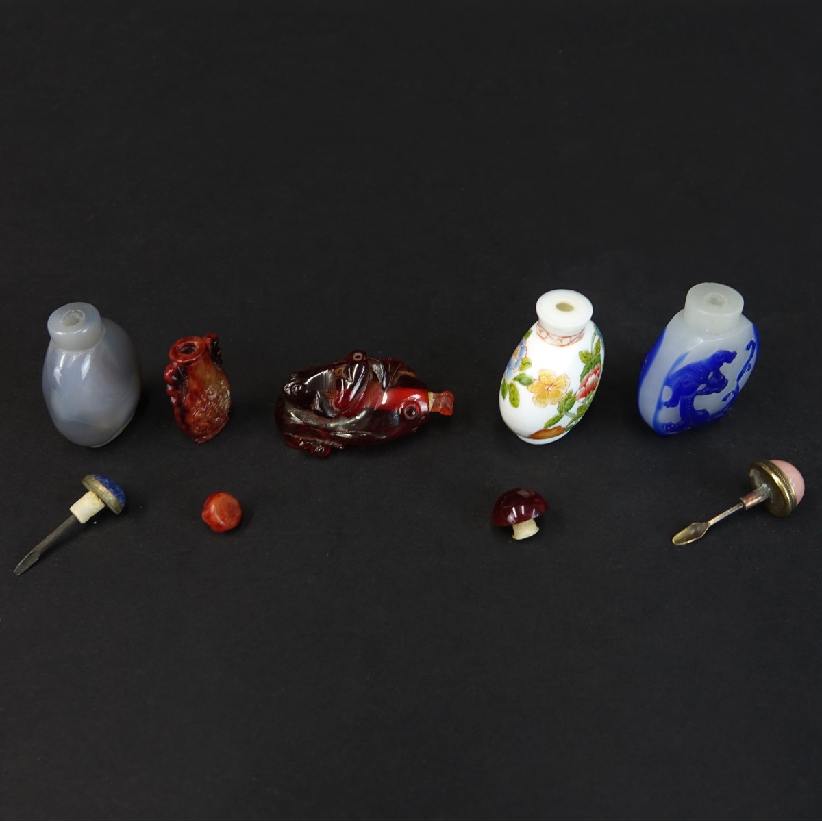 Five (5) Chinese Snuff Bottles