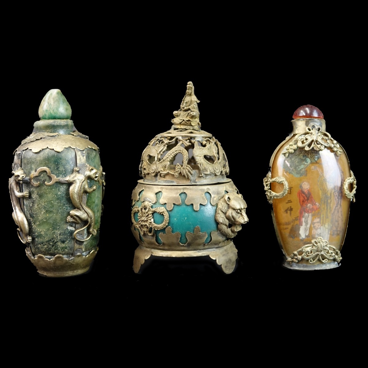 Three (3) Chinese Snuff Bottles