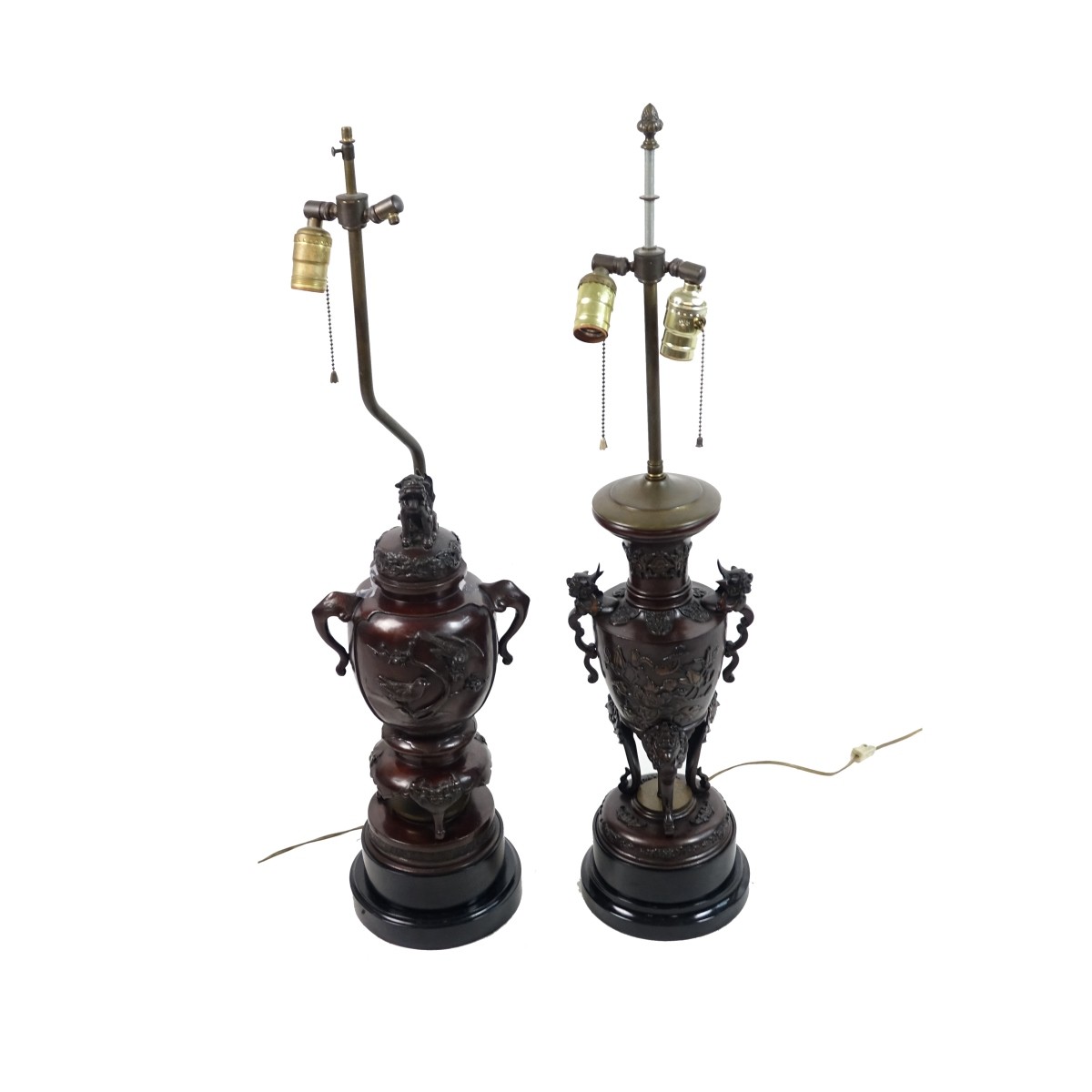 Two (2) Japanese Urns Mounted as Lamps