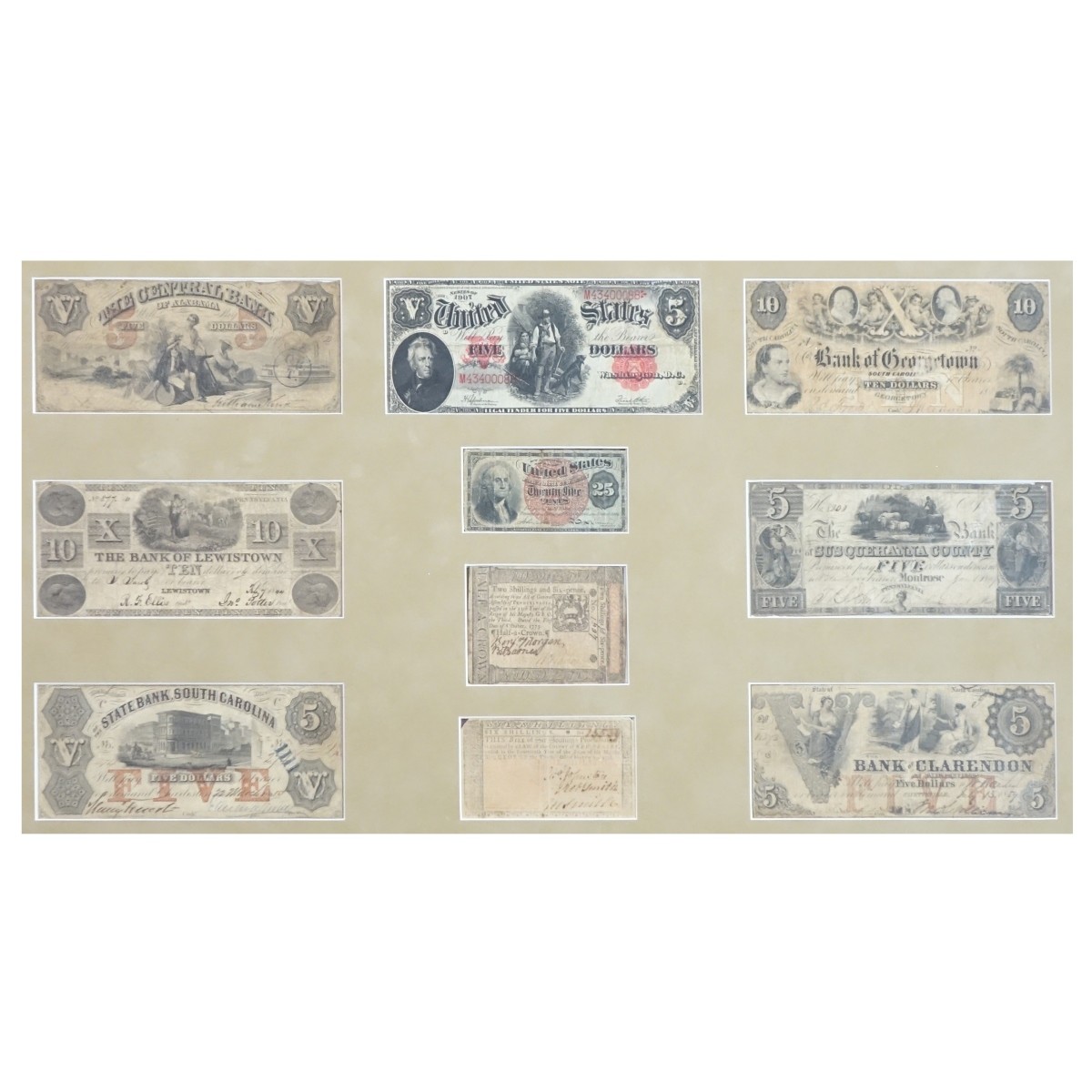 Antique Framed Paper Currency