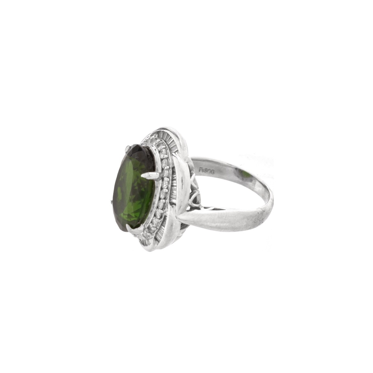 Tourmaline, Diamond and Platinum Ring