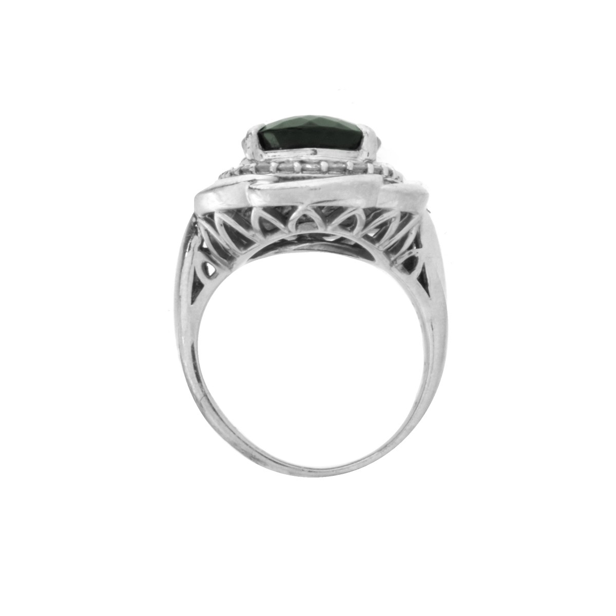 Tourmaline, Diamond and Platinum Ring