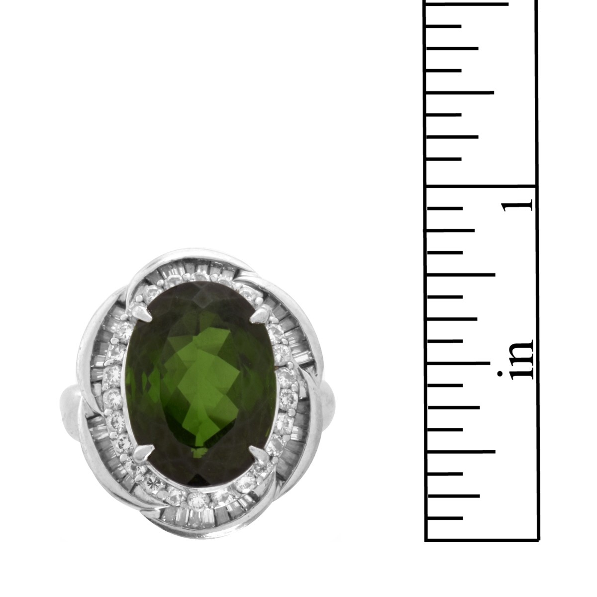 Tourmaline, Diamond and Platinum Ring