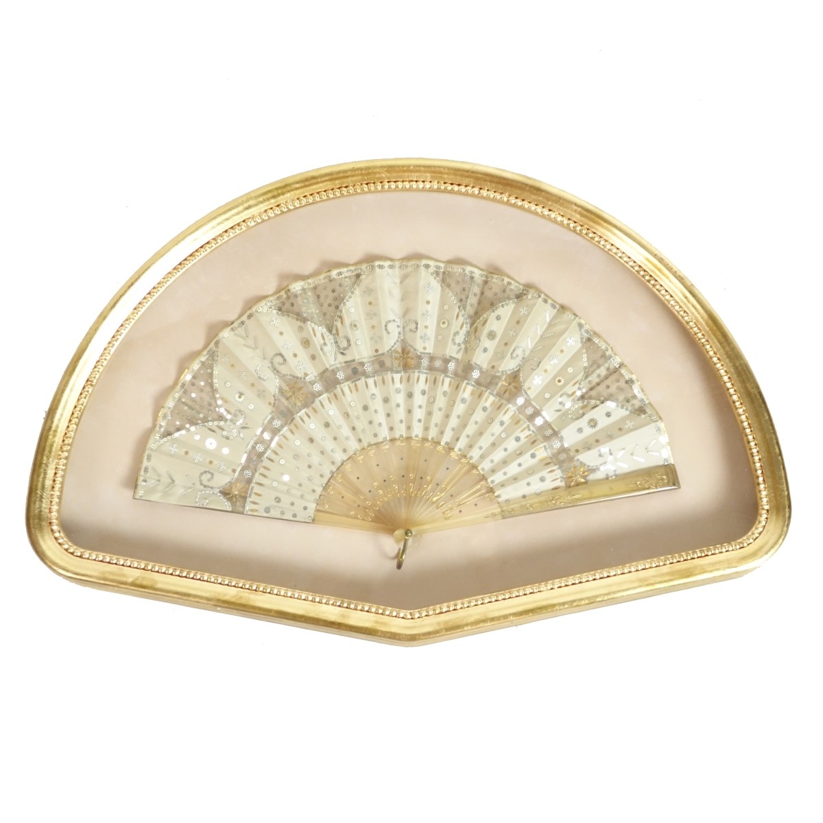 Antique Victorian Silk and Sequin Folding Fan