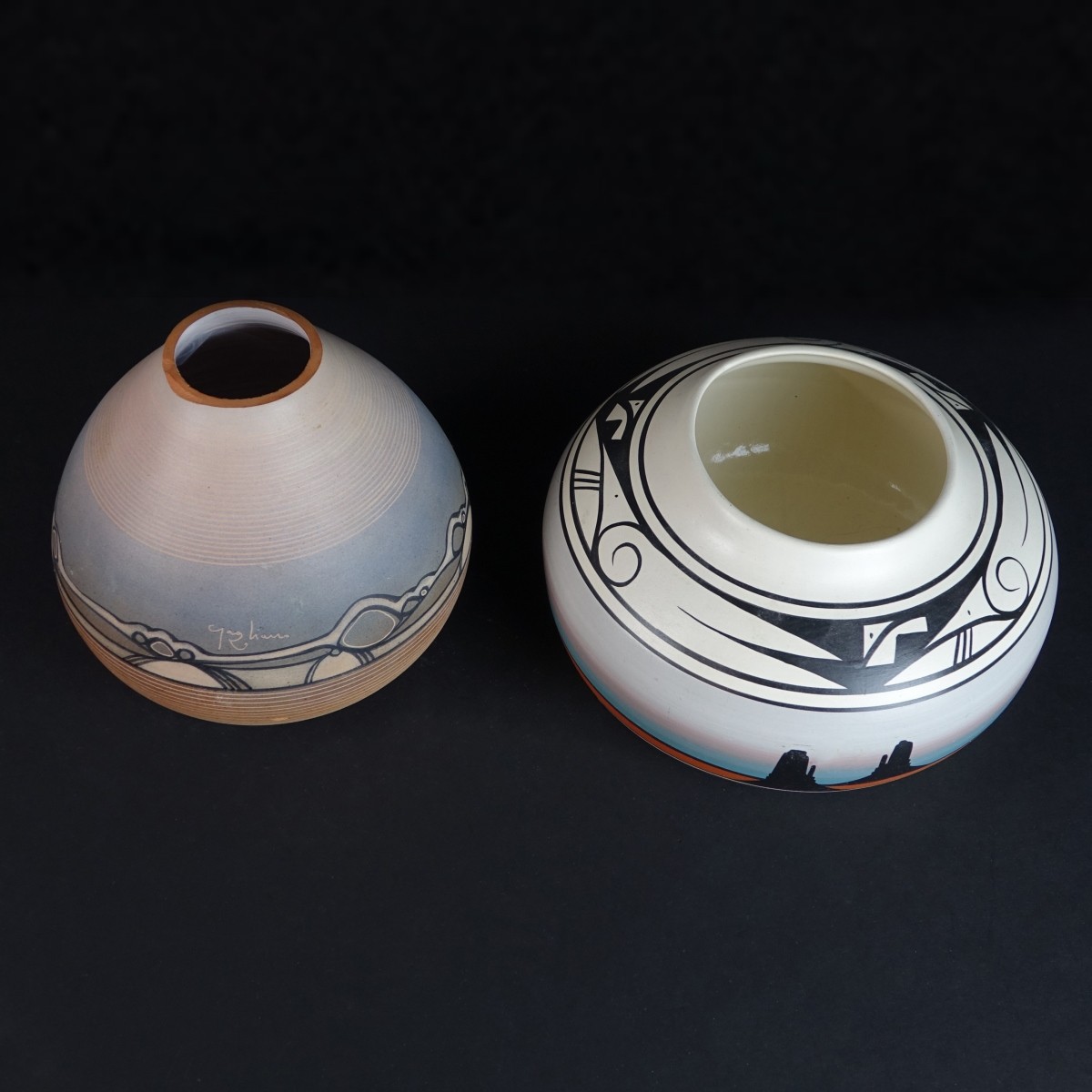 Two (2) Vintage Native American Ceramic Vessels