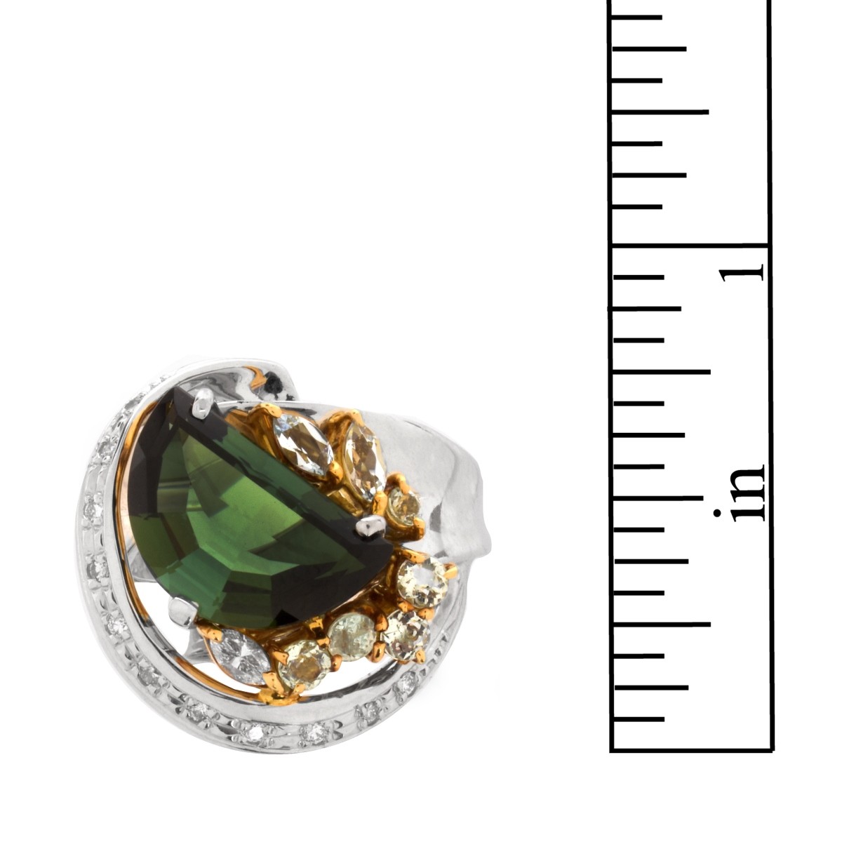 Tourmaline, Diamond, Platinum and 18K Ring