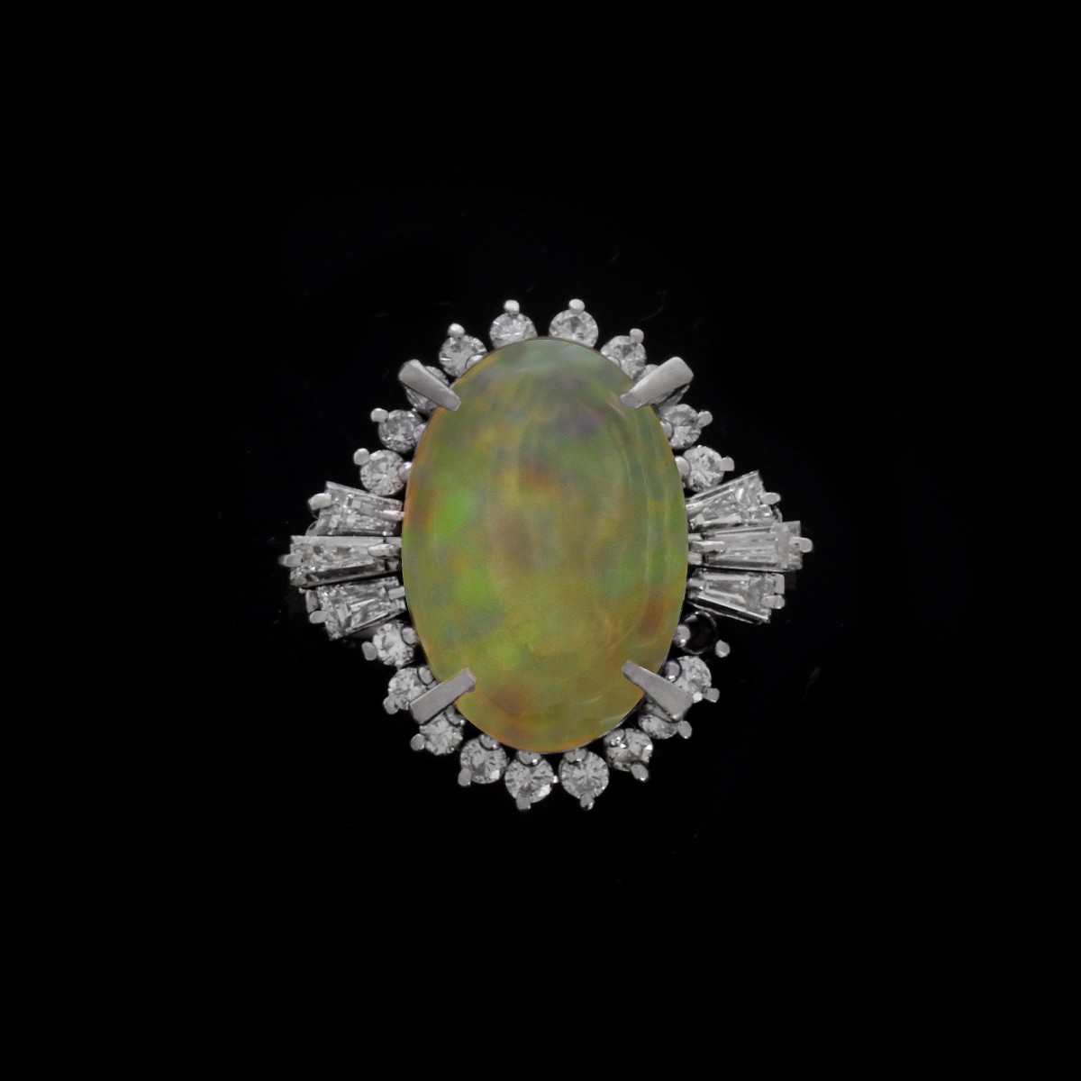 Opal, Diamond and Platinum Ring